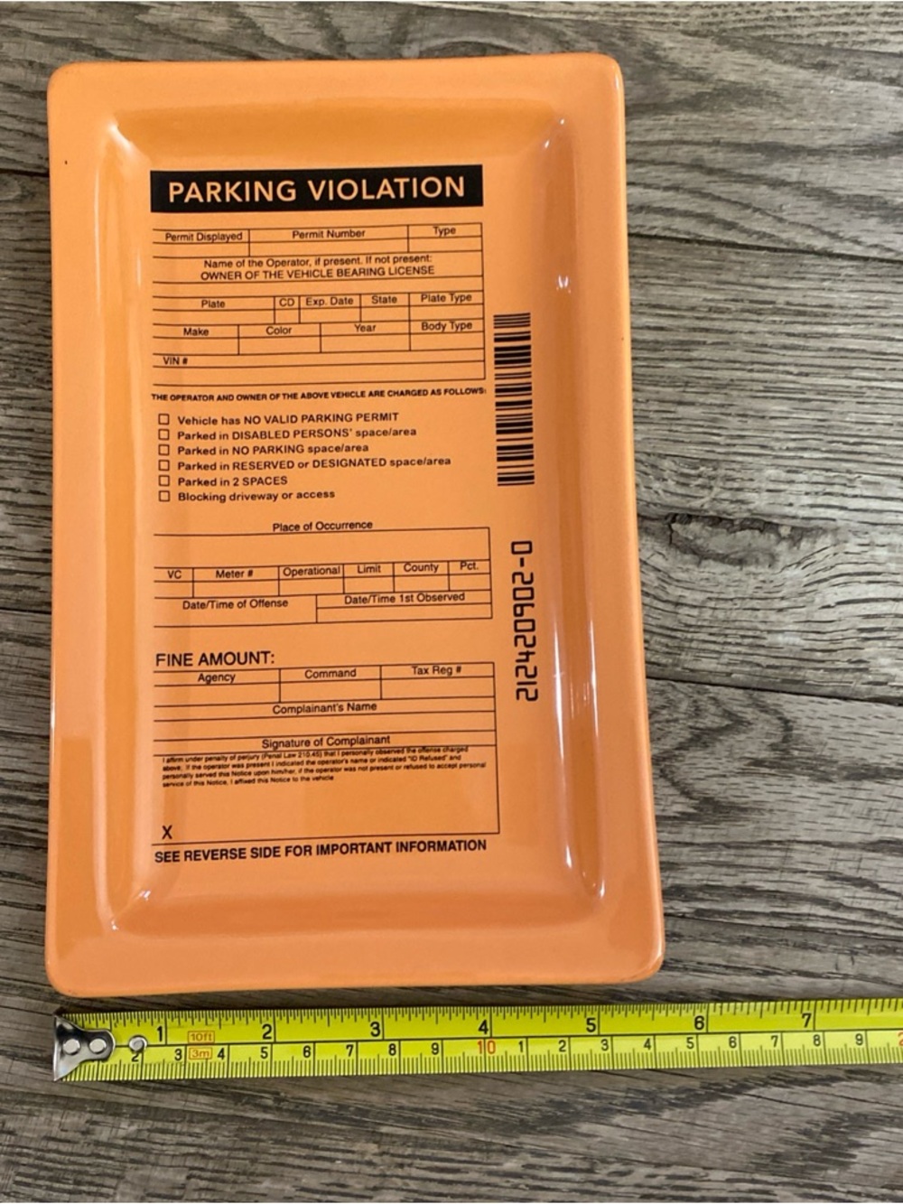 Fishs Eddy Orange 'Parking Violation' Ticket Catchall Tray - Picture 6 of 6